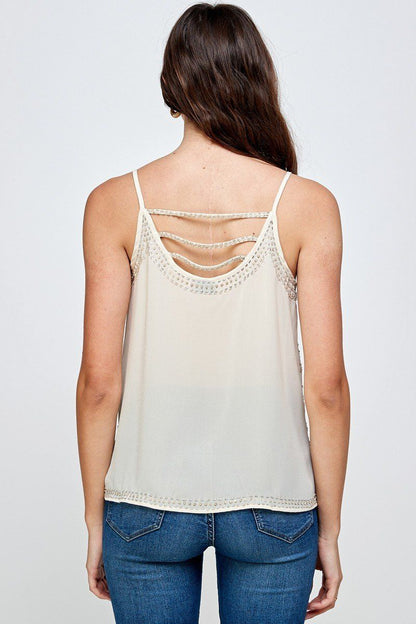 Embellished Spaghetti Strap Camisole Top