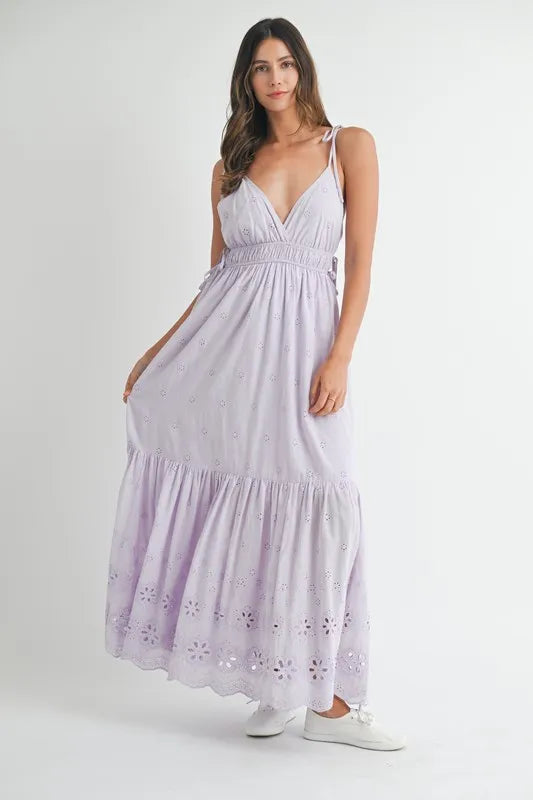 MABLE Side Strap Lace Maxi Dress