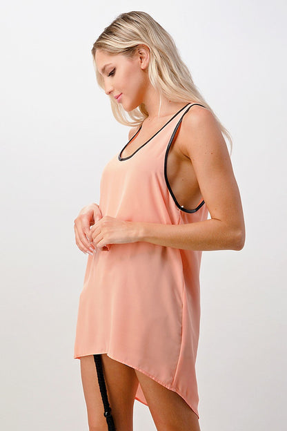 Contrast Trim Scoop Neck Tank Top