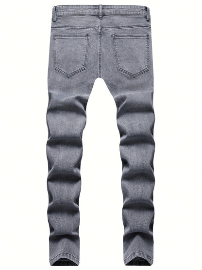New Men'S Casual Slim Fit Worn-out Jeans With Elastic Fashion Trend Men'S Jeans