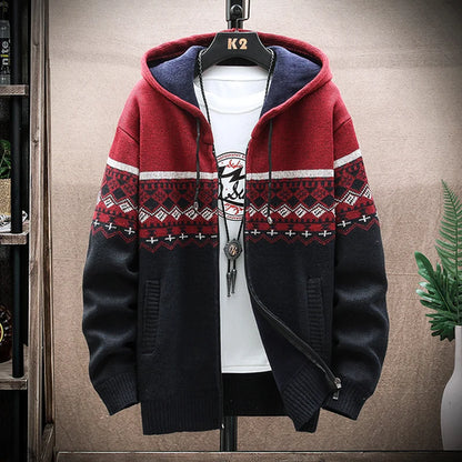 Plaid Wool Hooded Cardigan