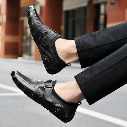 Men Casual Shoes Genuine Leather Men's Loafers Luxury Brand Fashion Breathable Flat Driving Shoes Slip on Comfortable Moccasins