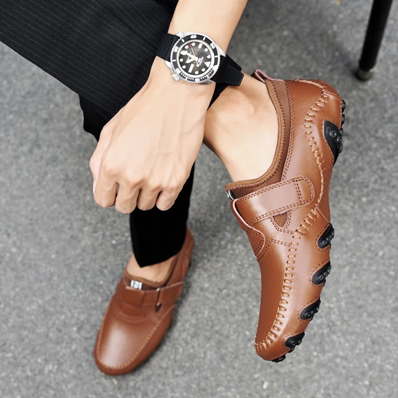 Men Casual Shoes Genuine Leather Men's Loafers Luxury Brand Fashion Breathable Flat Driving Shoes Slip on Comfortable Moccasins