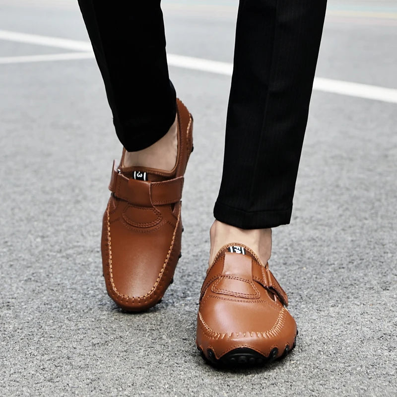 Men Casual Shoes Genuine Leather Men's Loafers Luxury Brand Fashion Breathable Flat Driving Shoes Slip on Comfortable Moccasins