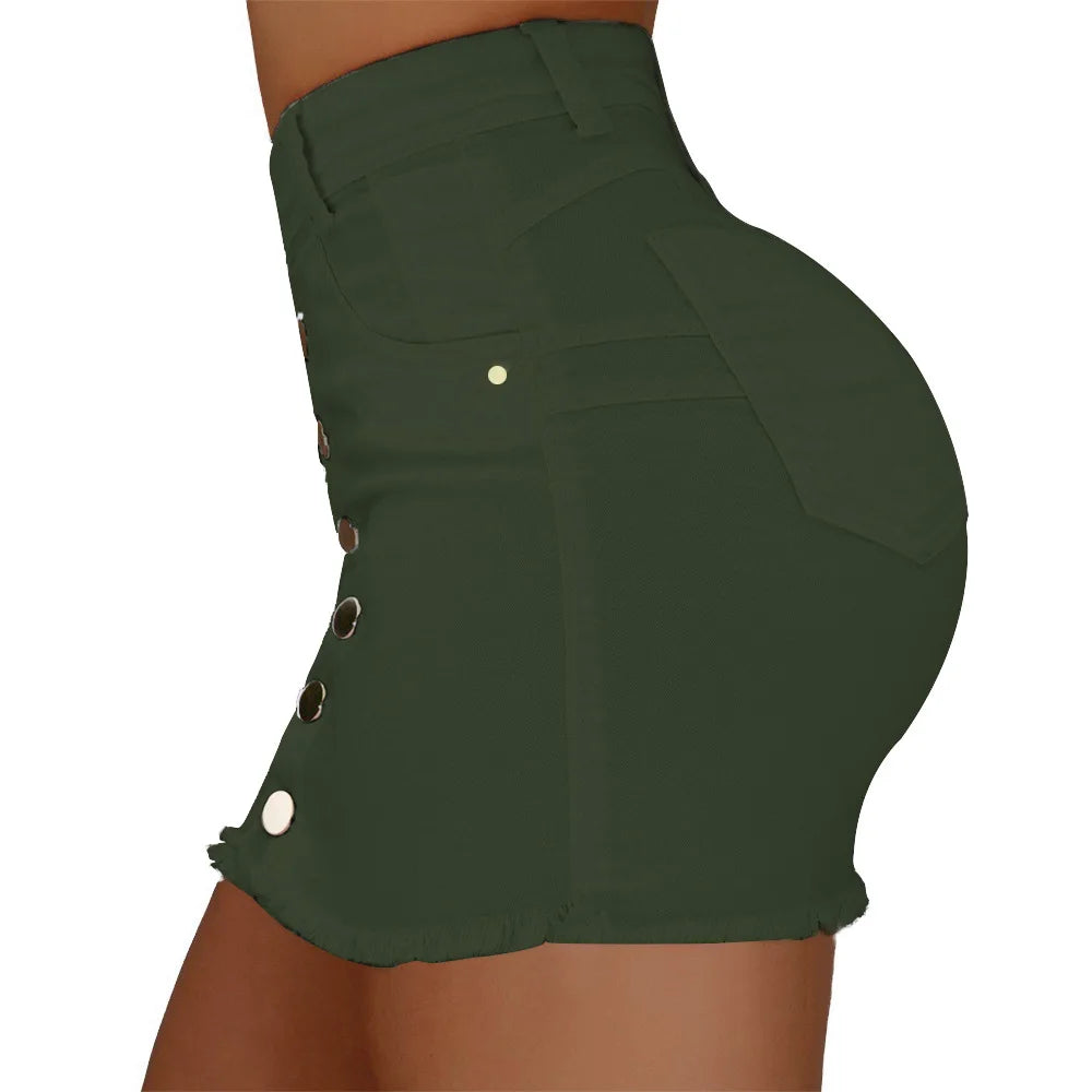 BKLD 2019 New Fashion Summer Women Single Breasted Pockets Stretchy Jeans Skirt High Waist Bodycon Skinny Denim Short Mini Skirt