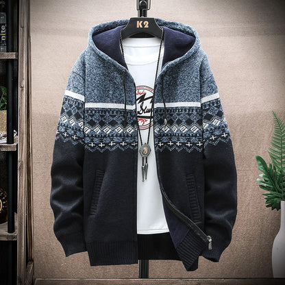 Plaid Wool Hooded Cardigan