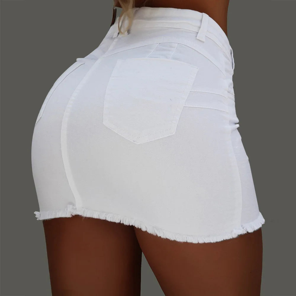 BKLD 2019 New Fashion Summer Women Single Breasted Pockets Stretchy Jeans Skirt High Waist Bodycon Skinny Denim Short Mini Skirt