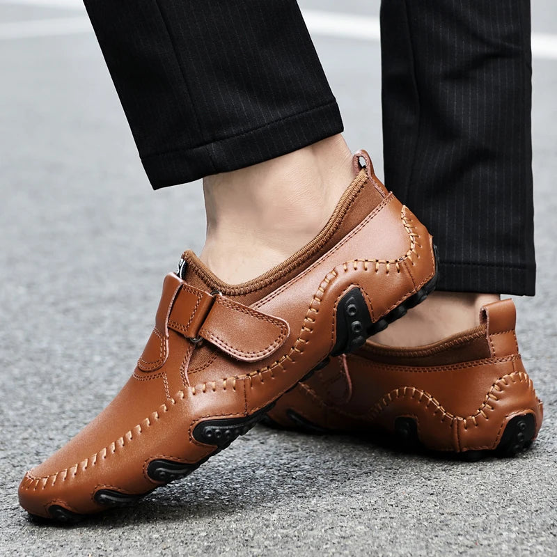 Men Casual Shoes Genuine Leather Men's Loafers Luxury Brand Fashion Breathable Flat Driving Shoes Slip on Comfortable Moccasins