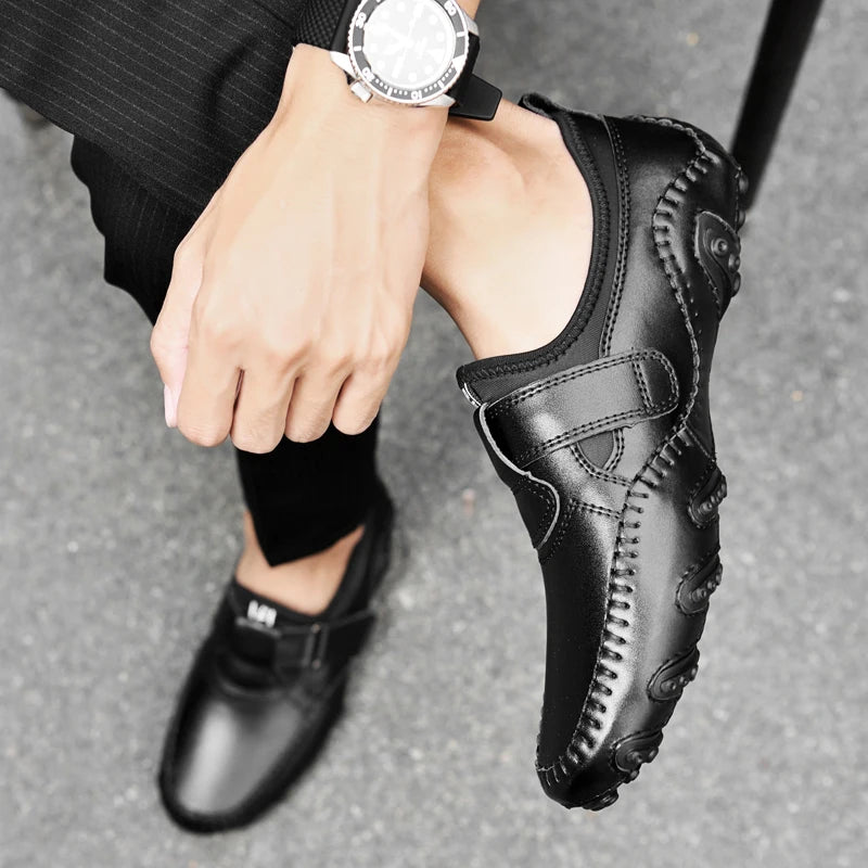 Men Casual Shoes Genuine Leather Men's Loafers Luxury Brand Fashion Breathable Flat Driving Shoes Slip on Comfortable Moccasins