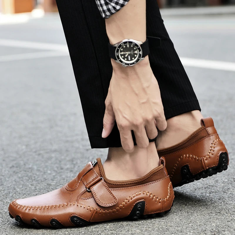 Men Casual Shoes Genuine Leather Men's Loafers Luxury Brand Fashion Breathable Flat Driving Shoes Slip on Comfortable Moccasins