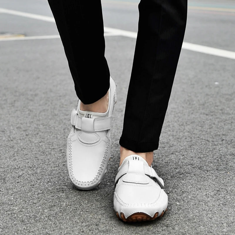 Men Casual Shoes Genuine Leather Men's Loafers Luxury Brand Fashion Breathable Flat Driving Shoes Slip on Comfortable Moccasins