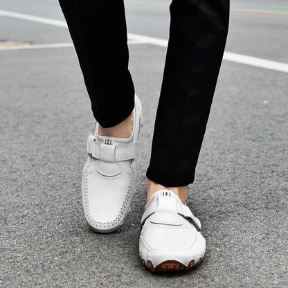 Men Casual Shoes Genuine Leather Men's Loafers Luxury Brand Fashion Breathable Flat Driving Shoes Slip on Comfortable Moccasins