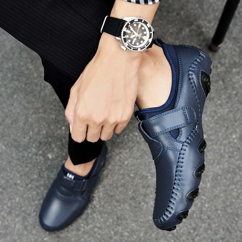 Men Casual Shoes Genuine Leather Men's Loafers Luxury Brand Fashion Breathable Flat Driving Shoes Slip on Comfortable Moccasins