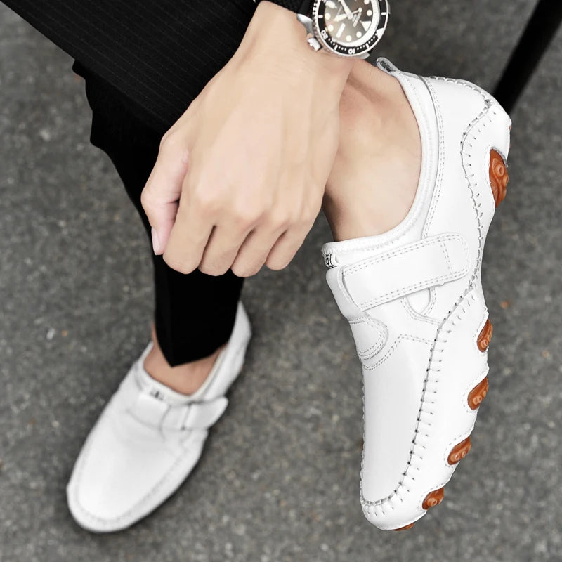 Men Casual Shoes Genuine Leather Men's Loafers Luxury Brand Fashion Breathable Flat Driving Shoes Slip on Comfortable Moccasins