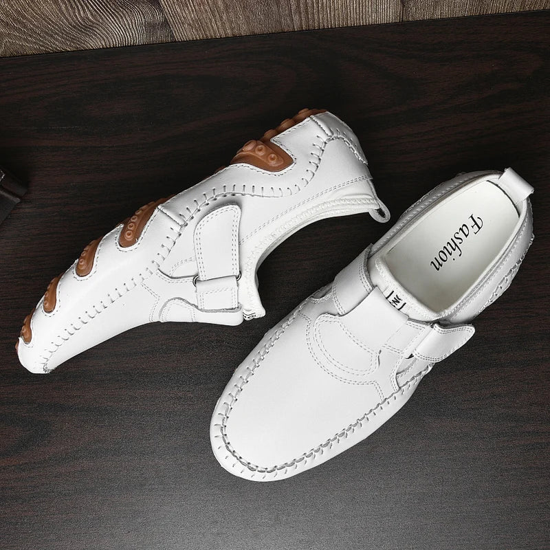 Men Casual Shoes Genuine Leather Men's Loafers Luxury Brand Fashion Breathable Flat Driving Shoes Slip on Comfortable Moccasins