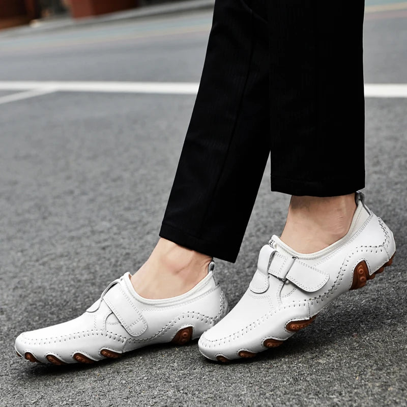 Men Casual Shoes Genuine Leather Men's Loafers Luxury Brand Fashion Breathable Flat Driving Shoes Slip on Comfortable Moccasins