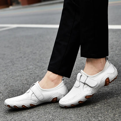 Men Casual Shoes Genuine Leather Men's Loafers Luxury Brand Fashion Breathable Flat Driving Shoes Slip on Comfortable Moccasins
