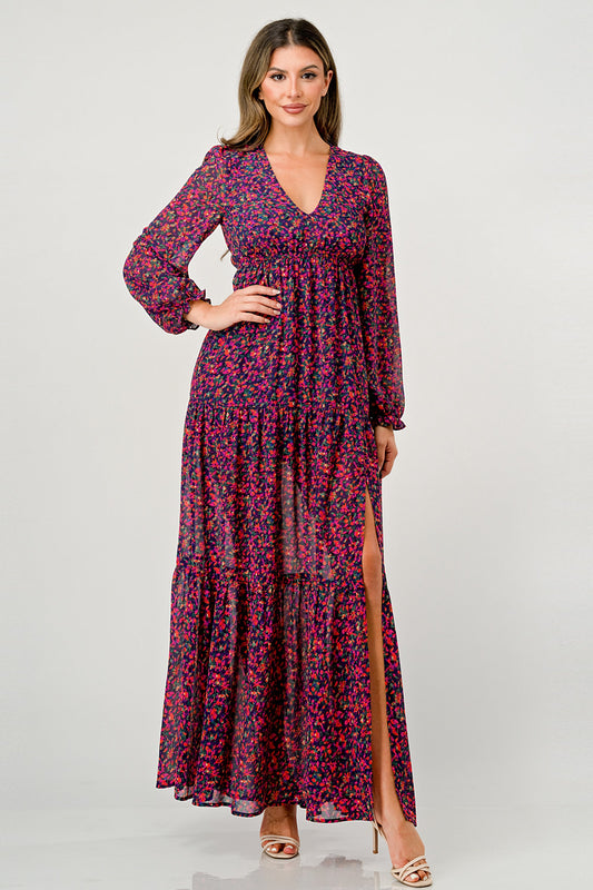 V-Neck Floral Maxi Dress