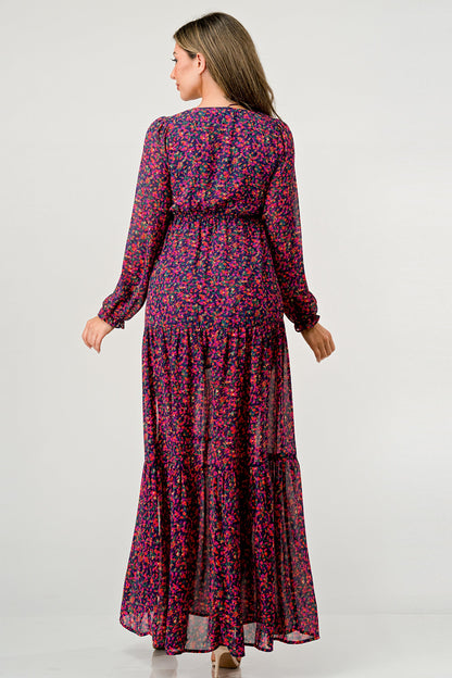 V-Neck Floral Maxi Dress
