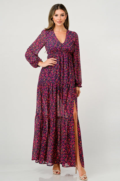 V-Neck Floral Maxi Dress
