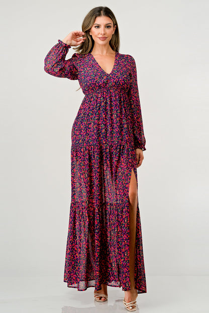 V-Neck Floral Maxi Dress