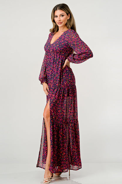 V-Neck Floral Maxi Dress