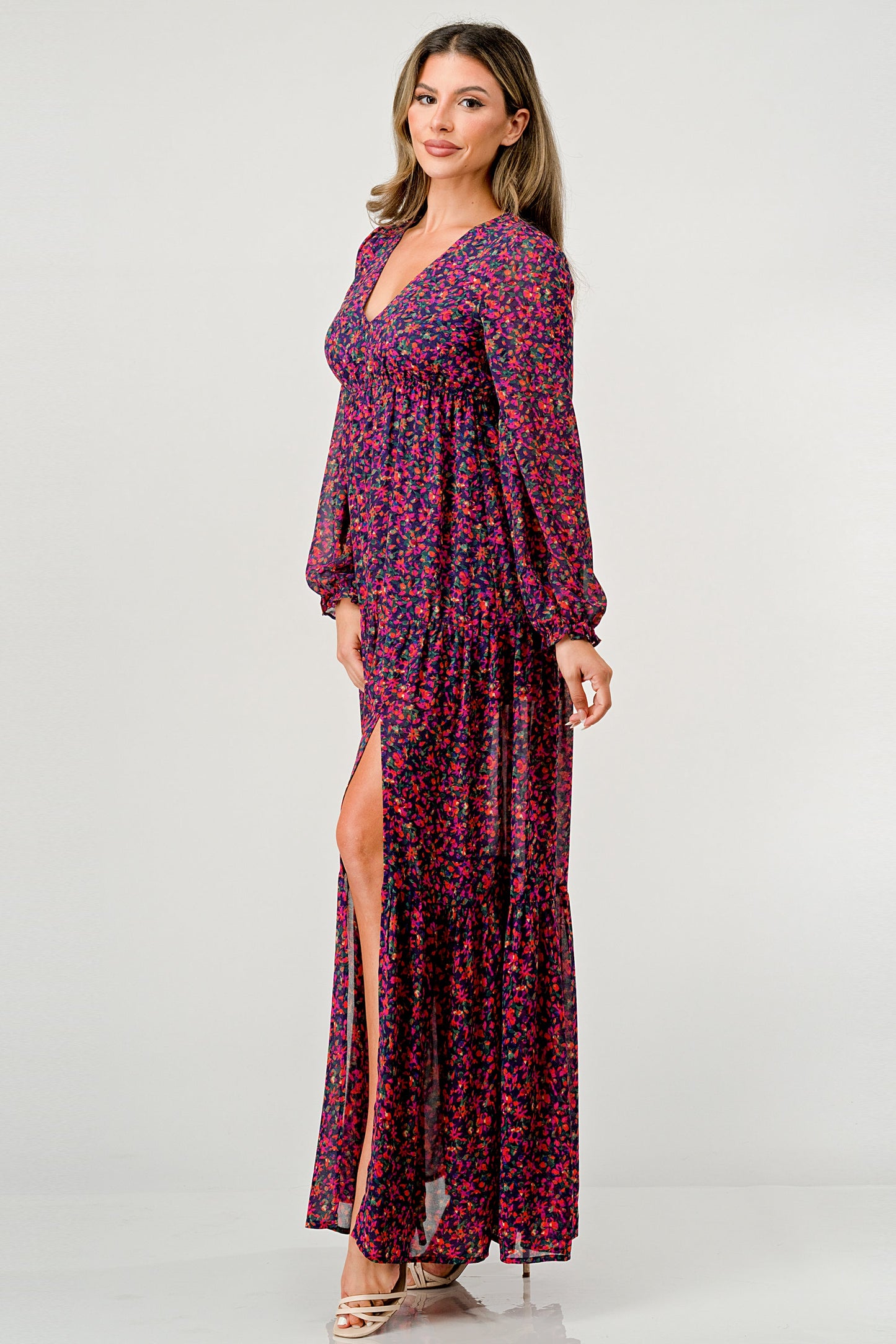 V-Neck Floral Maxi Dress