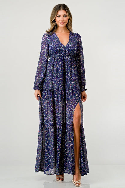 V-Neck Floral Maxi Dress