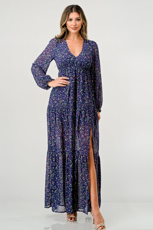 V-Neck Floral Maxi Dress