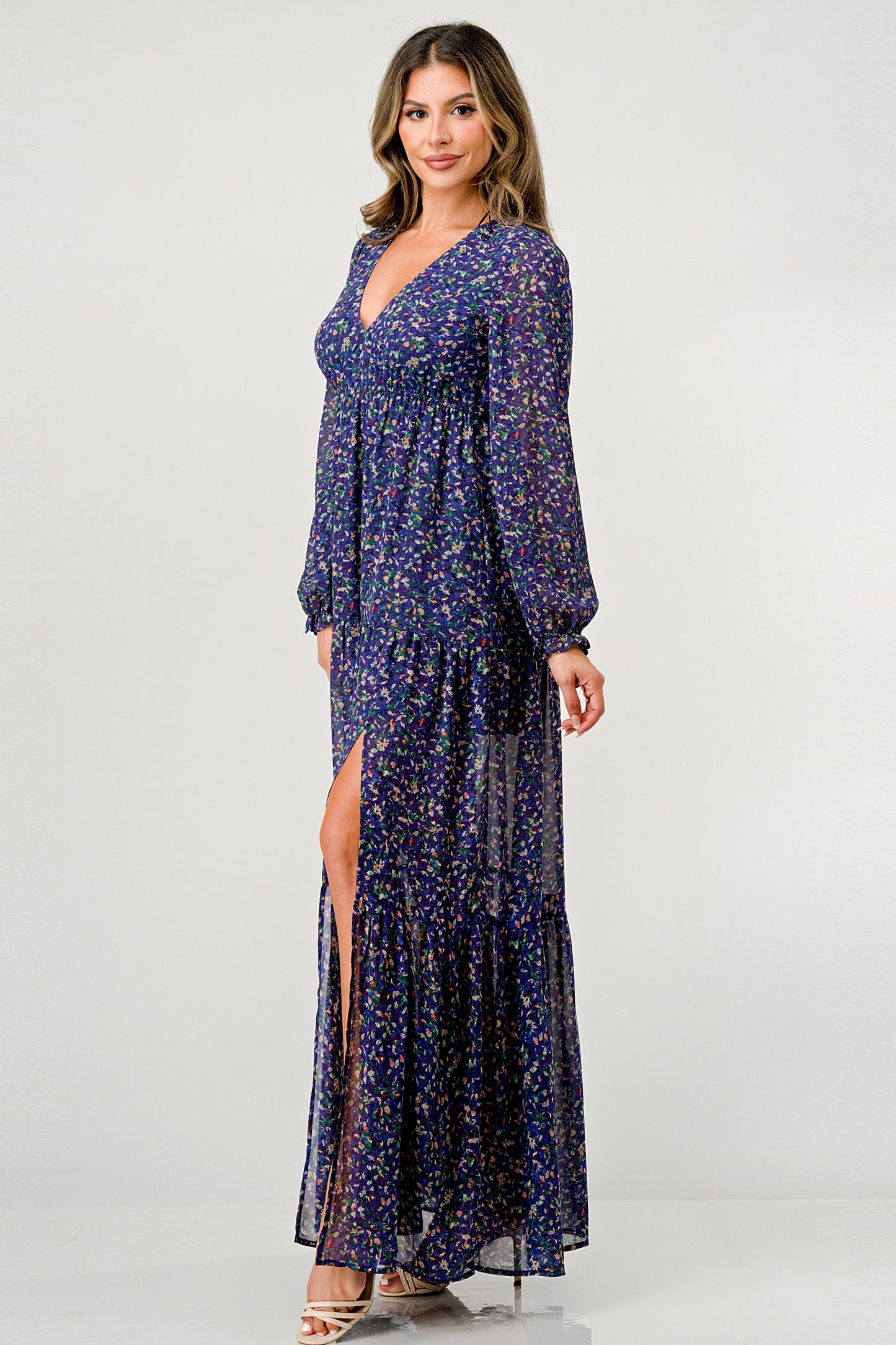 V-Neck Floral Maxi Dress