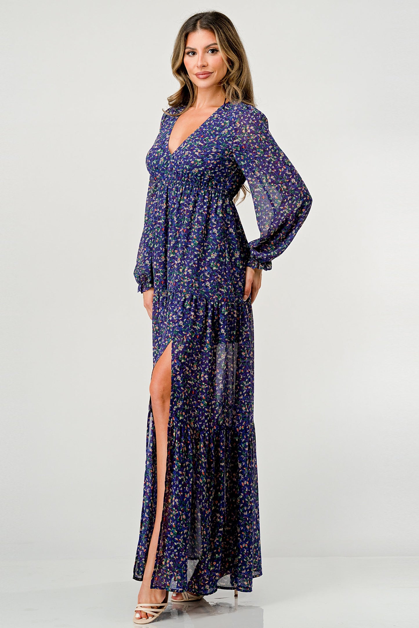 V-Neck Floral Maxi Dress