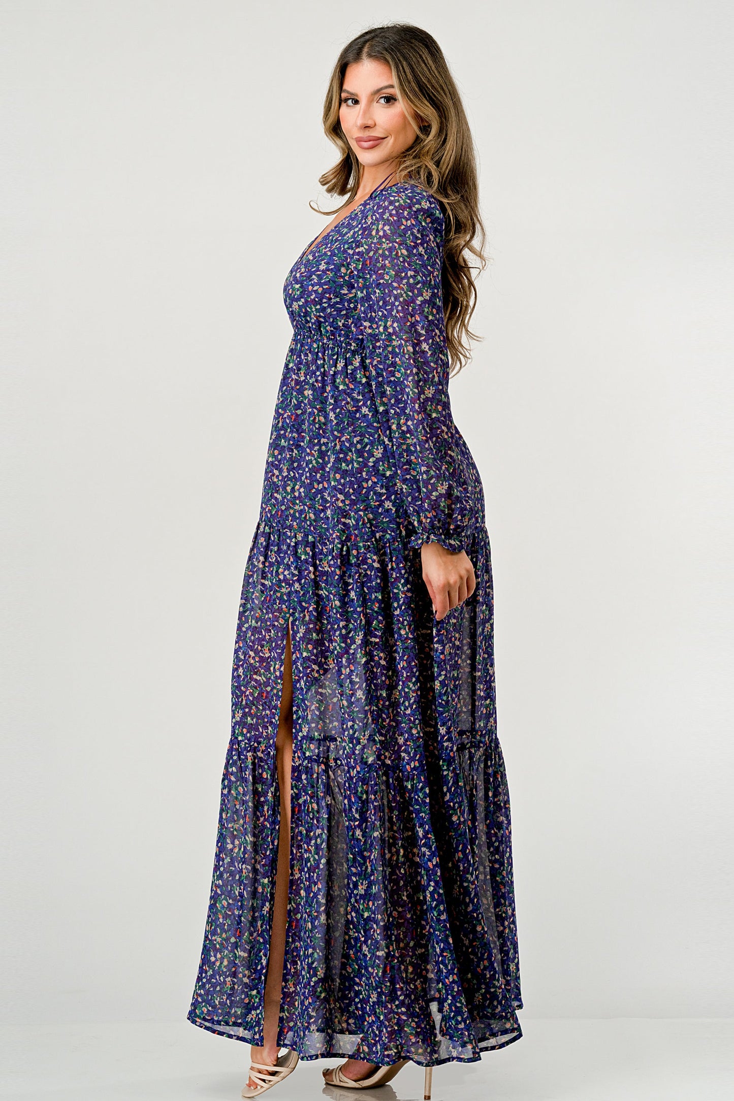 V-Neck Floral Maxi Dress