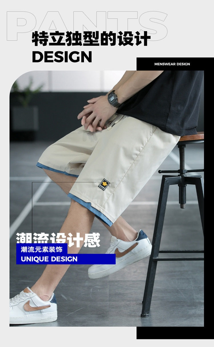 Summer New Trendy Men's Shorts Large Size Loose Fashion Versatile Youthful Popular Casual Shorts Men's Knee-Length Shorts