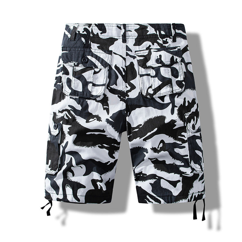 Summer sports shorts men's fifth pants workwear multi-pocket loose plus size casual middle pants cotton wear-resistant fashion brand