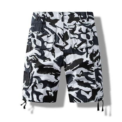 Summer sports shorts men's fifth pants workwear multi-pocket loose plus size casual middle pants cotton wear-resistant fashion brand