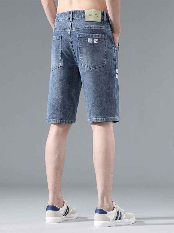 Fashionable and Cool Denim Shorts for Men in Summer New Versatile Straight Casual Trendy Brand Design Five-Quarter Pants for Men