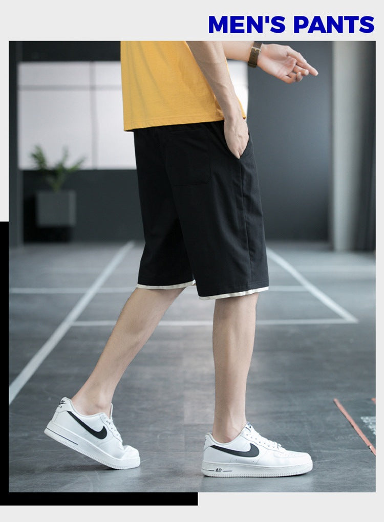 Summer New Trendy Men's Shorts Large Size Loose Fashion Versatile Youthful Popular Casual Shorts Men's Knee-Length Shorts