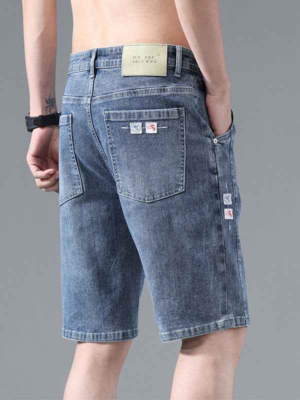 Fashionable and Cool Denim Shorts for Men in Summer New Versatile Straight Casual Trendy Brand Design Five-Quarter Pants for Men