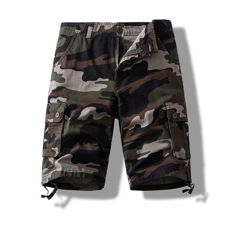 Summer sports shorts men's fifth pants workwear multi-pocket loose plus size casual middle pants cotton wear-resistant fashion brand