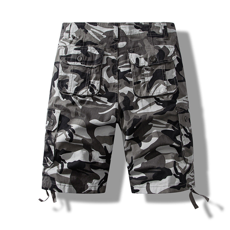 Summer sports shorts men's fifth pants workwear multi-pocket loose plus size casual middle pants cotton wear-resistant fashion brand