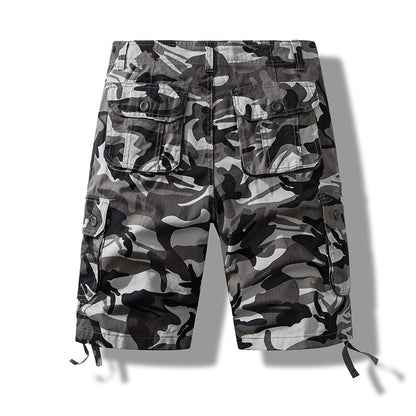 Summer sports shorts men's fifth pants workwear multi-pocket loose plus size casual middle pants cotton wear-resistant fashion brand