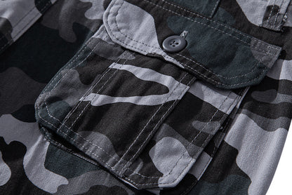 Summer sports shorts men's fifth pants workwear multi-pocket loose plus size casual middle pants cotton wear-resistant fashion brand