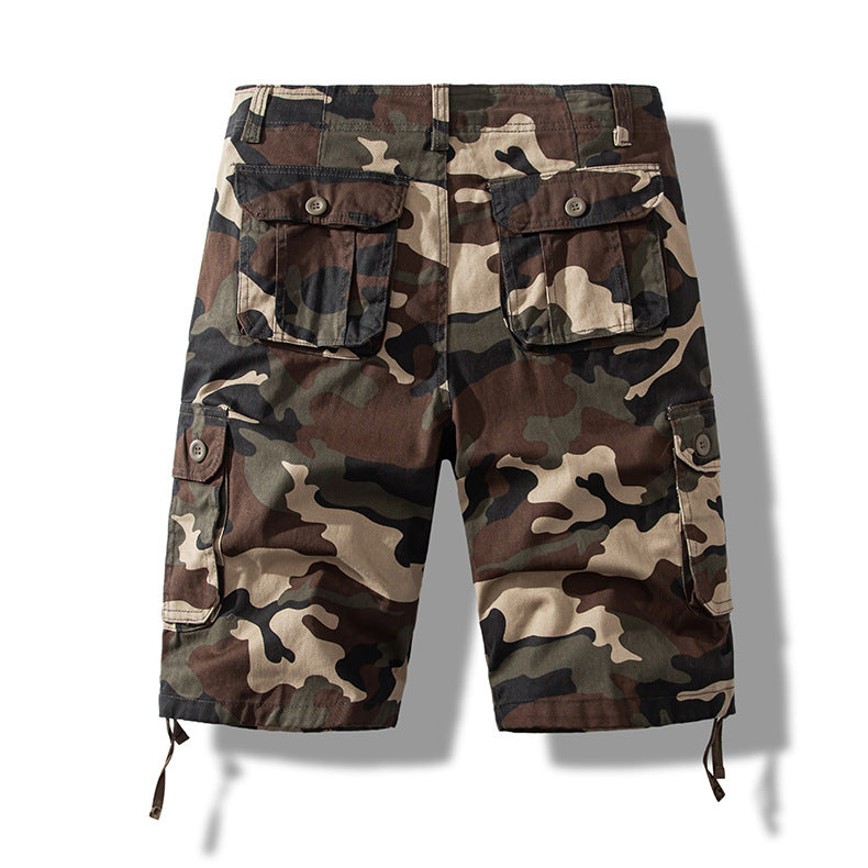Summer sports shorts men's fifth pants workwear multi-pocket loose plus size casual middle pants cotton wear-resistant fashion brand