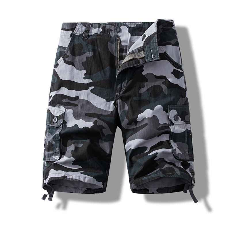 Summer sports shorts men's fifth pants workwear multi-pocket loose plus size casual middle pants cotton wear-resistant fashion brand