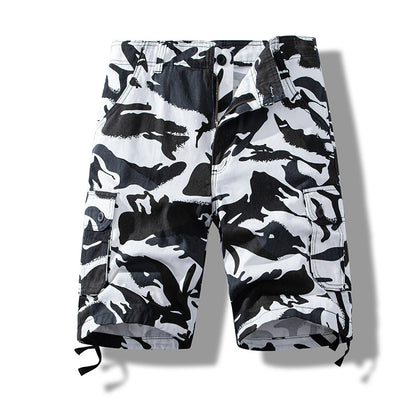 Summer sports shorts men's fifth pants workwear multi-pocket loose plus size casual middle pants cotton wear-resistant fashion brand