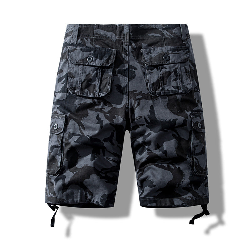 Summer sports shorts men's fifth pants workwear multi-pocket loose plus size casual middle pants cotton wear-resistant fashion brand