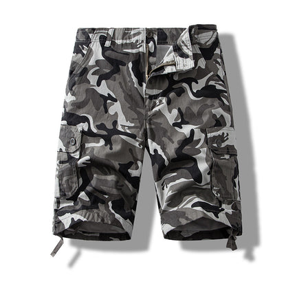 Summer sports shorts men's fifth pants workwear multi-pocket loose plus size casual middle pants cotton wear-resistant fashion brand