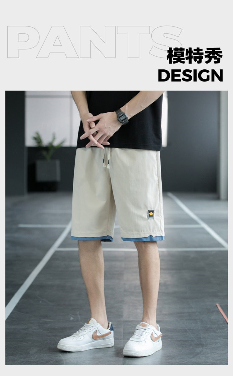 Summer New Trendy Men's Shorts Large Size Loose Fashion Versatile Youthful Popular Casual Shorts Men's Knee-Length Shorts