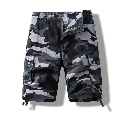 Summer sports shorts men's fifth pants workwear multi-pocket loose plus size casual middle pants cotton wear-resistant fashion brand