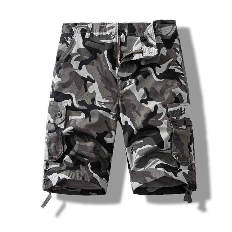 Summer sports shorts men's fifth pants workwear multi-pocket loose plus size casual middle pants cotton wear-resistant fashion brand